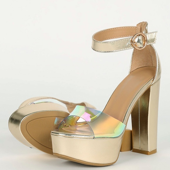 holographic chunky sandals
